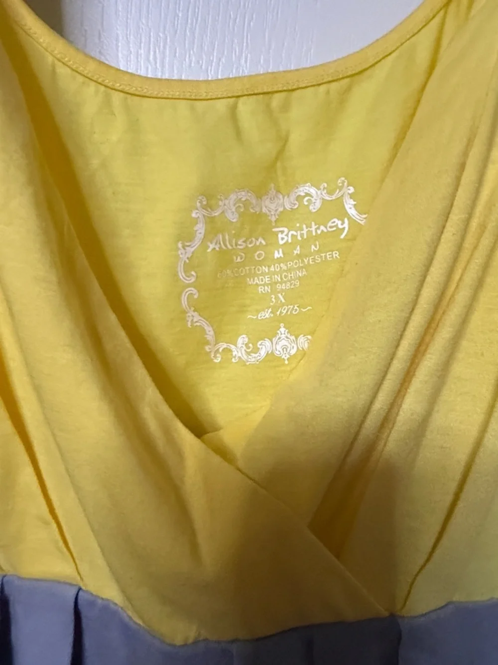 Allison Brittney Yellow Gray Navy Colorblock Tank Top - Picture 4 of 4